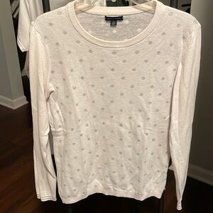 Tommy Hilfiger White/Gray Polka Dot Sweater S